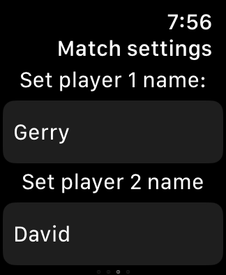 Set the player names on Apple Watch
