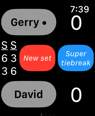 Super tie break on Apple Watch