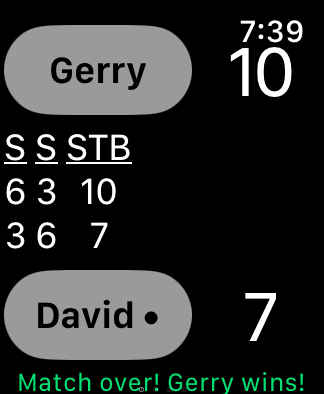 Match win on Apple Watch