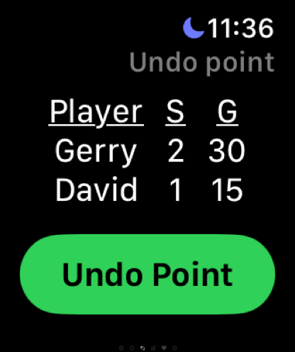 Undo point for tennis match on Apple Watch